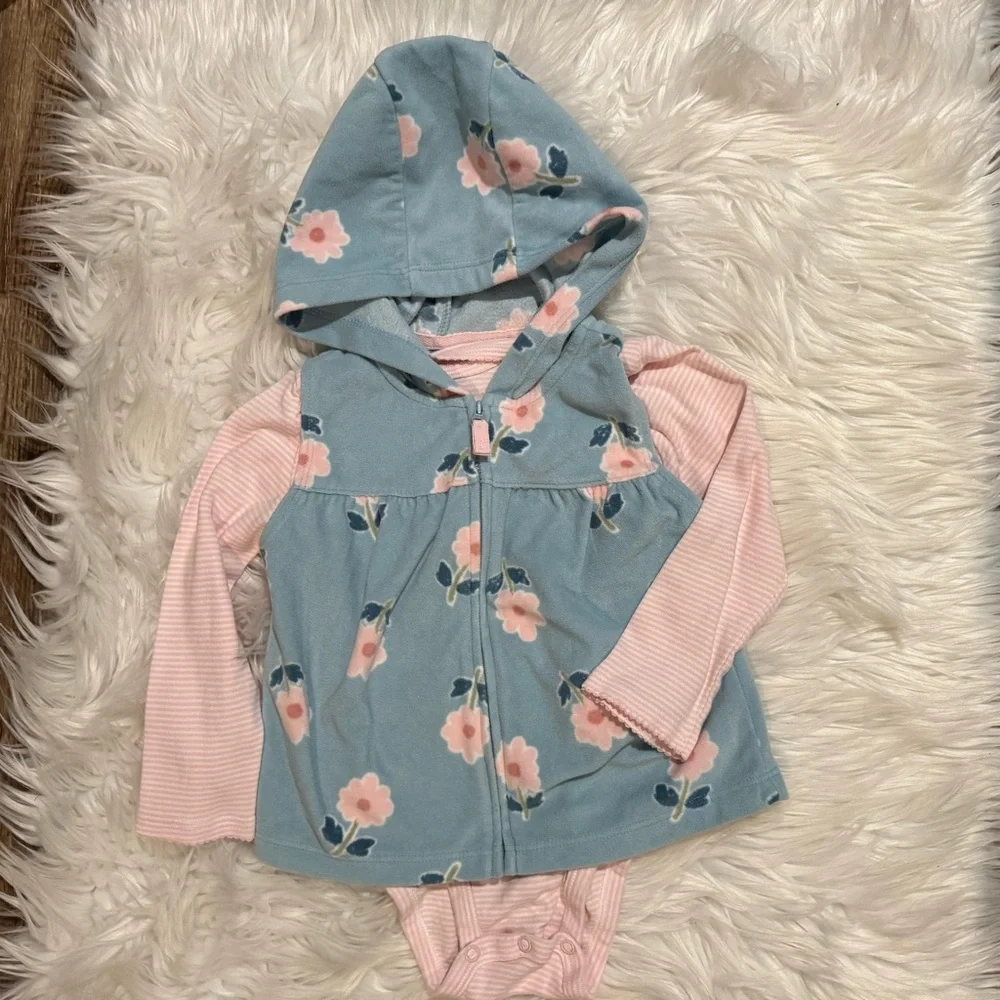 Carter’s‎ Girls 24M 3 Piece Floral Vest Bodysuit Jeggings Set